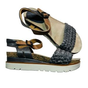 Josef Seibel Tan and Gray Women's cork sole comfort Sandals